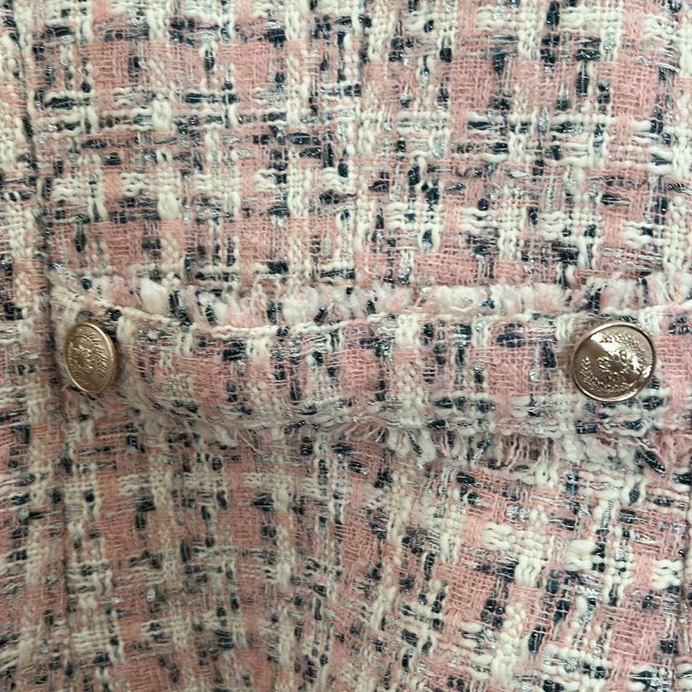 $200 WHBM  Shimmery Womens Pink Tweed Jacket size 14 NEW - Picture 6 of 15